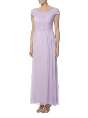 cap sleeves ruched bodice long lilac chiffon dress for bridesmaid