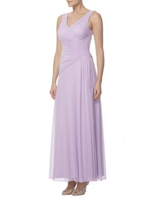 lilac chiffon v neck sleeveless long charming bridesmaid dress